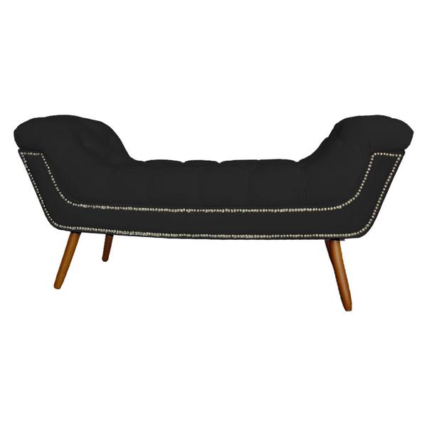 Imagem de Recamier Calçadeira Estofado Sienna Solteiro 90 Cm Suede Preto - DL DECOR