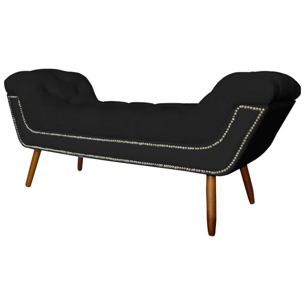 Imagem de Recamier Calçadeira Estofado Sienna Solteiro 90 Cm Suede Preto - LM DECOR