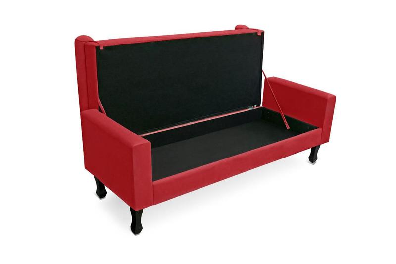 Imagem de Recamier Calçadeira Fênix Baú Estofado Quarto Casal 140cm Suede Vermelho - LM DECOR