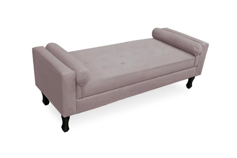 Imagem de Recamier Calçadeira Fênix Baú Estofado Quarto Queen 160cm Suede Rosê - DL Decor