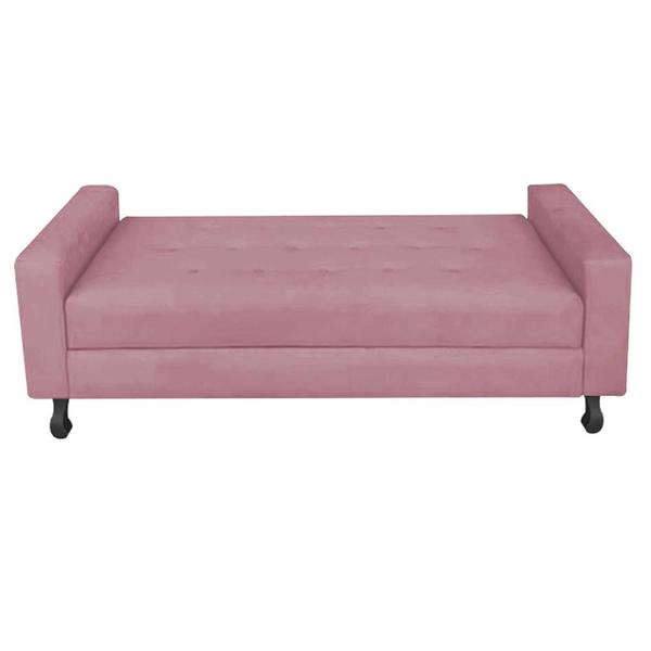 Imagem de Recamier Calçadeira Sofá Bianca  1,95 cm King Size Baú Quarto Sala material sintético Rose -Damaffê  Móveis