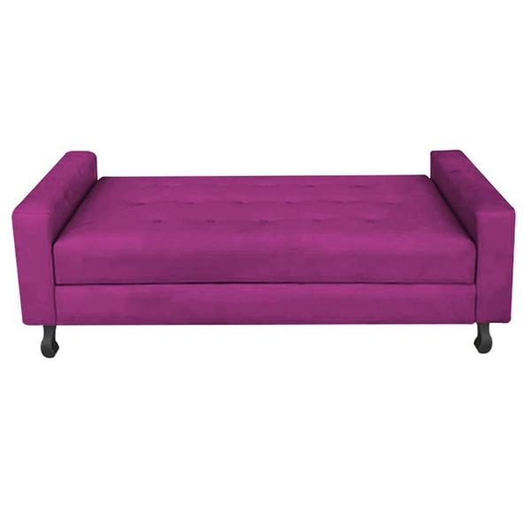 Imagem de Recamier Calçadeira Sofá Bianca  1,95 cm King Size Baú Quarto Sala Suede Pink -Damaffê  Móveis