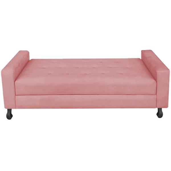 Imagem de Recamier Calçadeira Sofá Cristal   1,95 cm King Size Baú Quarto Sala Suede Rose -Damaffê  Móveis