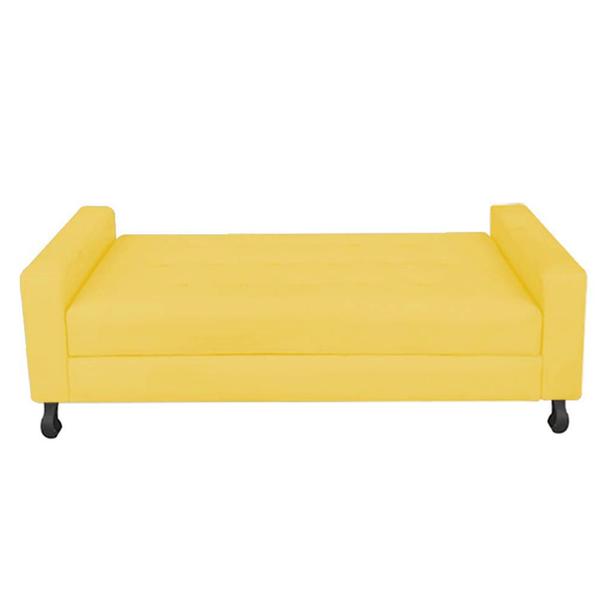 Imagem de Recamier Calçadeira Sofá Damares 1,40 cm Casal Baú Quarto Sala Suede Amarelo -Damaffê  Móveis