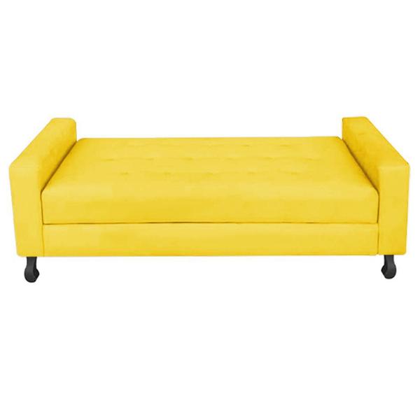 Imagem de Recamier Calçadeira Sofá Geovana  1,00 cm Solteiro Baú Quarto Sala Suede Amarelo -Damaffê  Móveis