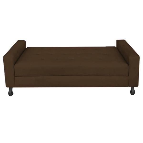 Imagem de Recamier Calçadeira Sofá Geovana  1,00 cm Solteiro Baú Quarto Sala Suede Marrom -Damaffê  Móveis