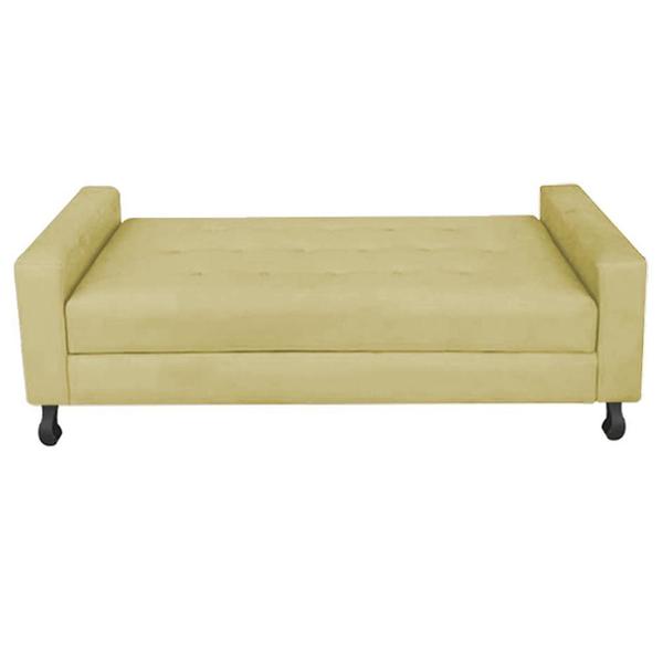 Imagem de Recamier Calçadeira Sofá Geovana  1,60 cm Queen Size Baú Quarto Sala Suede Bege -Damaffê  Móveis