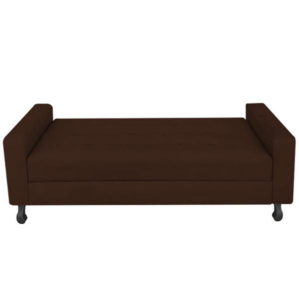 Imagem de Recamier Calçadeira Sofá Lady 90cm Solteiro Baú Quarto Sala Suede Marrom -Damaffê  Móveis