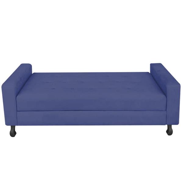 Imagem de Recamier Calçadeira Sofá Slim   1,40 cm Casal Baú Quarto Sala Suede Azul Marinho -Damaffê  Móveis