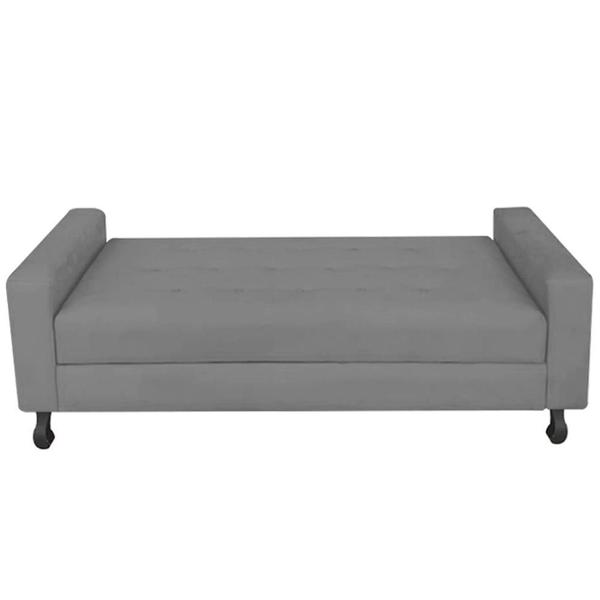 Imagem de Recamier Calçadeira Sofá Slim   1,95 cm King Size Baú Quarto Sala Suede Cinza -Damaffê  Móveis