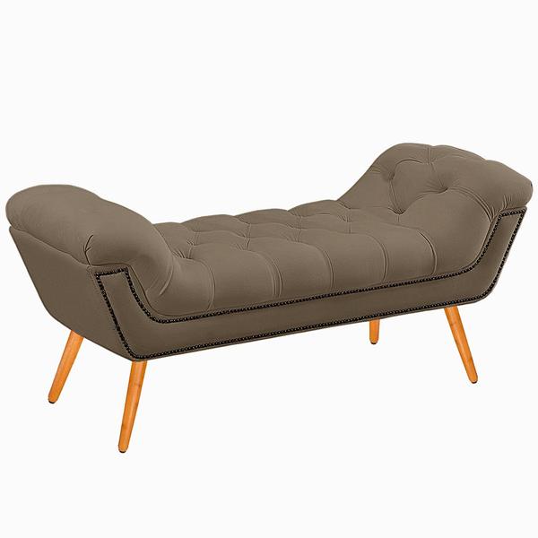 Imagem de Recamier Calçadeira Solteiro 100cm Ayla Veludo Cappuccino - Montanaris Decor