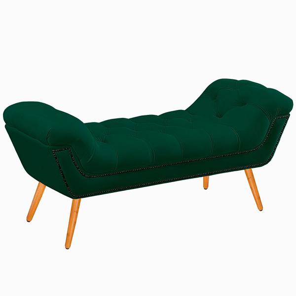 Imagem de Recamier Calçadeira Solteiro 90cm Ayla Veludo Verde - Montanaris Decor