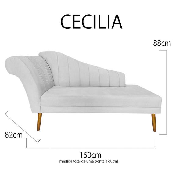 Imagem de Recamier Cecília Estofado Direito Com Pés Palito Sala de Estar Corano Branco - DL DECOR