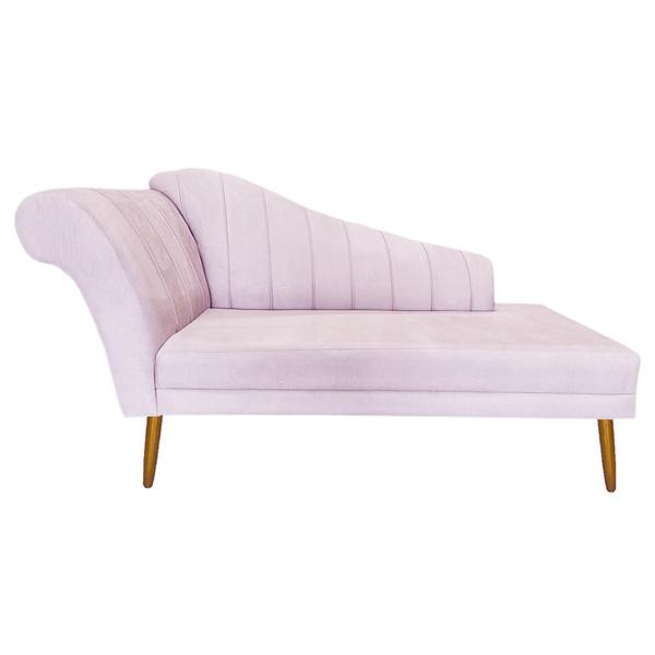 Imagem de Recamier Cecília Estofado Direito Com Pés Palito Sala de Estar Suede Rosa Bebe - DL DECOR