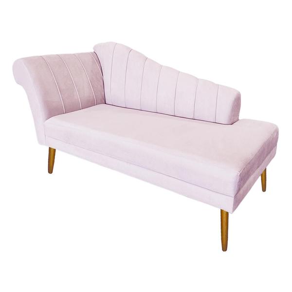 Imagem de Recamier Cecília Estofado Direito Com Pés Palito Sala de Estar Suede Rosa Bebe - DL DECOR