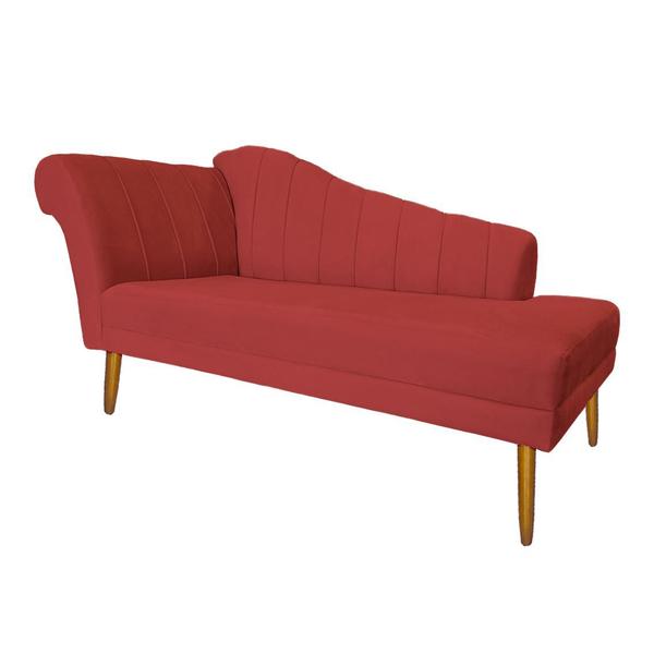 Imagem de Recamier Cecília Estofado Direito Com Pés Palito Sala de Estar Suede Vermelho - DL DECOR