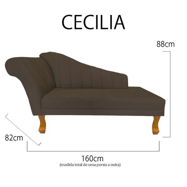 Imagem de Recamier Cecília Estofado Direito Com Pés Retrô Castanho Corano Marrom - MB DECOR