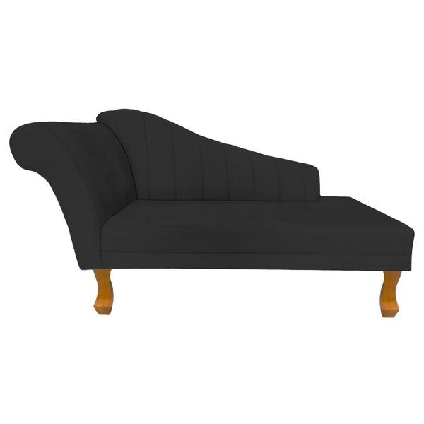 Imagem de Recamier Cecília Estofado Direito Com Pés Retrô Castanho Suede Preto - MB DECOR