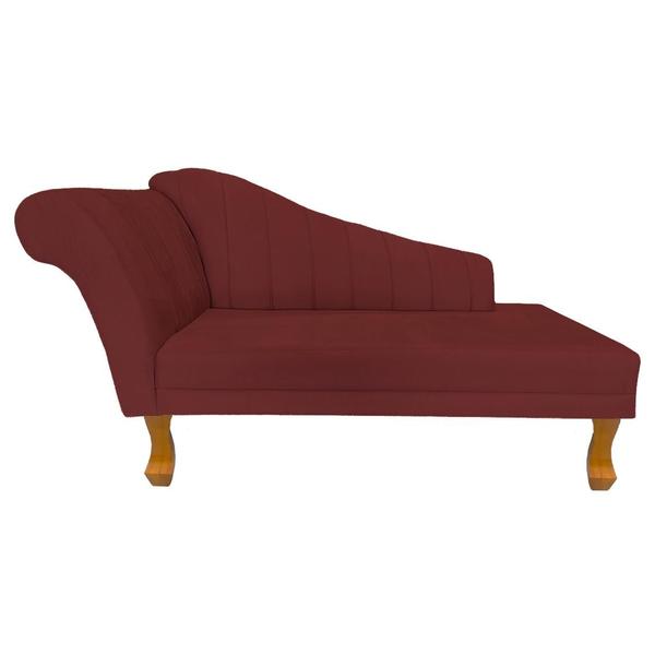 Imagem de Recamier Cecília Estofado Direito Com Pés Retrô Castanho Suede Vermelho Bordô - MB DECOR