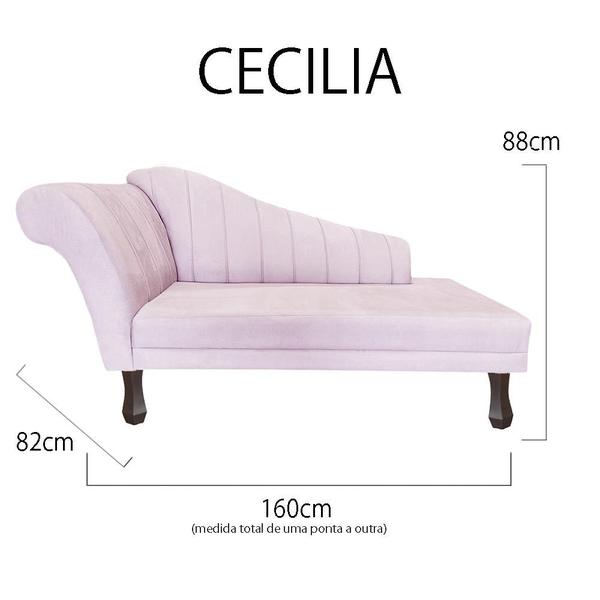 Imagem de Recamier Cecília Estofado Direito Com Pés Retrô Tabaco Suede Rosa Bebe - MB DECOR