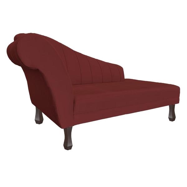 Imagem de Recamier Cecília Estofado Direito Com Pés Retrô Tabaco Suede Vermelho Bordo - MB DECOR