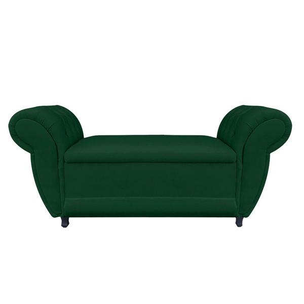 Imagem de Recamier com Baú Grécia 195 cm Namoradeira Calçadeira Suede Verde D'Rossi