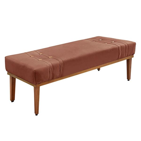 Imagem de Recamier Decorativo 140cm Kors Veludo Pés de Madeira Cobre G63 - Gran Belo