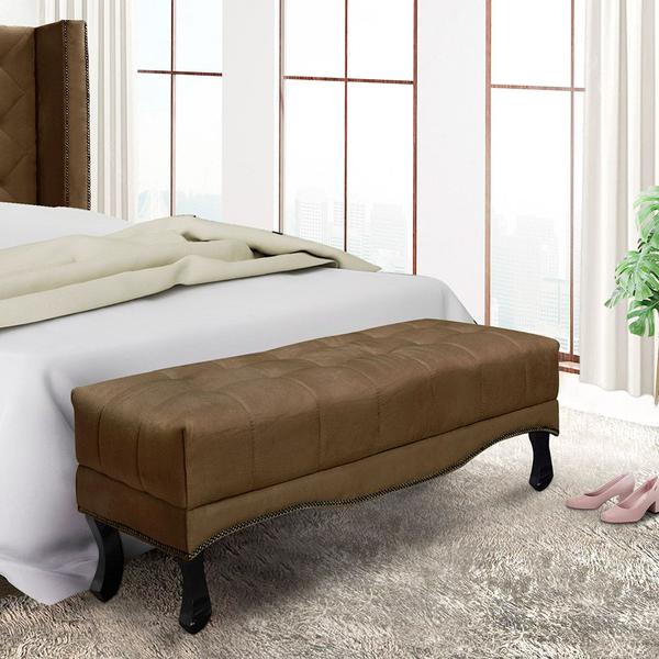 Imagem de Recamier Decorativo 140cm Loewe Suede Pés de Madeira Caramelo G63 - Gran Belo