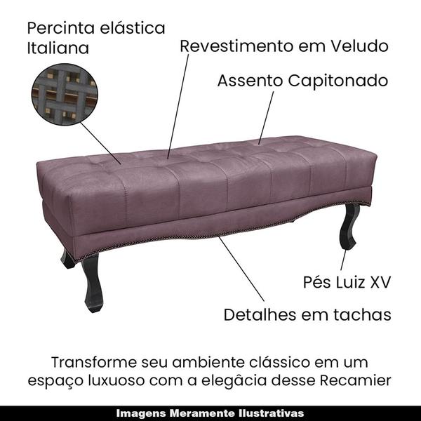 Imagem de Recamier Decorativo 140cm Loewe Veludo Pés de Madeira Uva G63 - Gran Belo