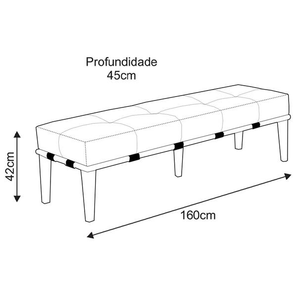 Imagem de Recamier Decorativo 160cm Martínez Linho Pés Madeira Bege/Natural G62 - Gran Belo