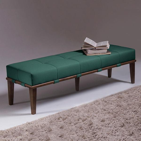 Imagem de Recamier Decorativo 160cm Martínez Veludo Pés Madeira Verde/Imbúia G62 - Gran Belo