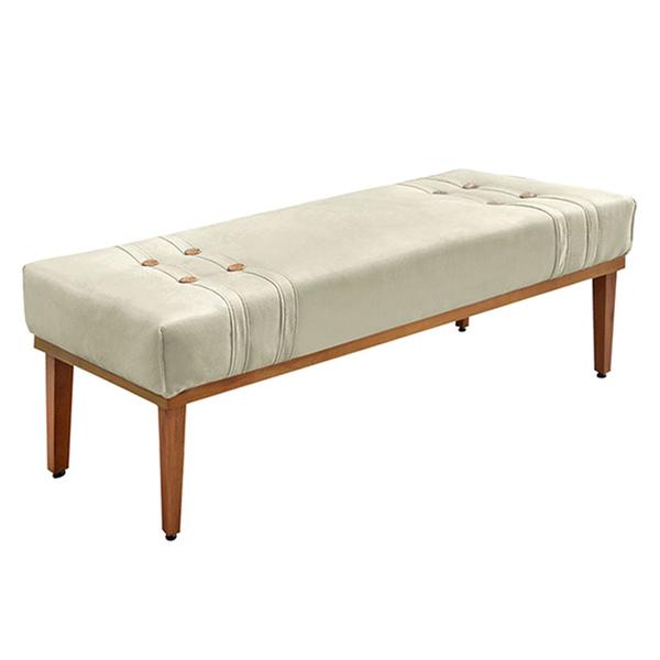 Imagem de Recamier Decorativo 90cm Kors Veludo Pés de Madeira Bege G63 - Gran Belo