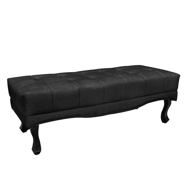 Imagem de Recamier Decorativo 90cm Loewe Suede Pés de Madeira Preto G63 - Gran Belo