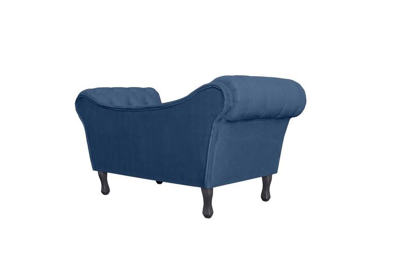 Imagem de Recamier Decorativo Divã Dubai Suede Azul Marinho Pés Madeira Mz Decor