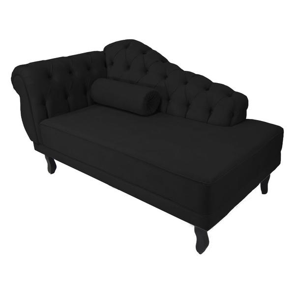 Imagem de Recamier Decorativo Divã Larissa Lado Direito Suede Preto Pés Madeira Ms Decor