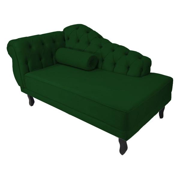 Imagem de Recamier Decorativo Divã Larissa Lado Direito Suede Verde Pés Madeira Ms Decor