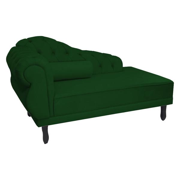 Imagem de Recamier Decorativo Divã Larissa Lado Direito Suede Verde Pés Madeira Mz Decor