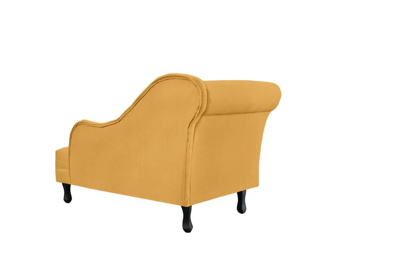 Imagem de Recamier Decorativo Divã Olivia Couro Amarelo Pés Madeira Mz Decor