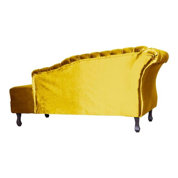 Imagem de Recamier Decorativo Divã Styllus Lado Direito Veludo Amarelo Pés Madeira Ms Decor