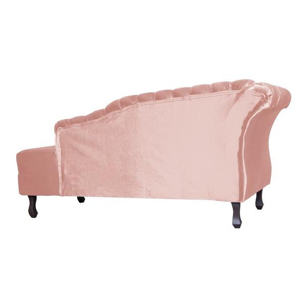 Imagem de Recamier Decorativo Divã Styllus Lado Direito Veludo Rosa Pés Madeira Ms Decor