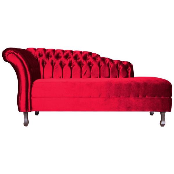 Imagem de Recamier Decorativo Divã Styllus Lado Direito Veludo Vermelho Pés Madeira Ms Decor