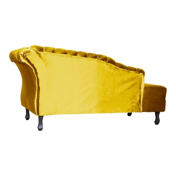 Imagem de Recamier Decorativo Divã Styllus Lado Esquerdo Veludo Amarelo Pés Madeira Mz Decor