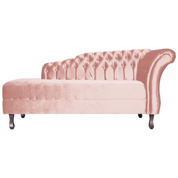 Imagem de Recamier Decorativo Divã Styllus Lado Esquerdo Veludo Rosa Pés Madeira Ms Decor