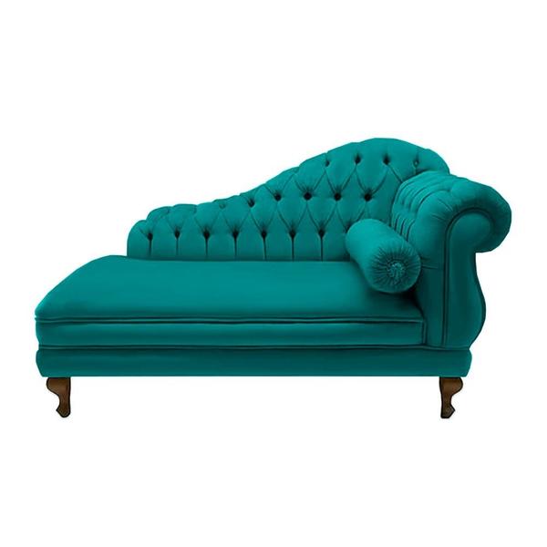 Imagem de Recamier Decorativo Larissa 160 cm Esquerdo De Quem Senta Suede Azul Turquesa - MB DECOR