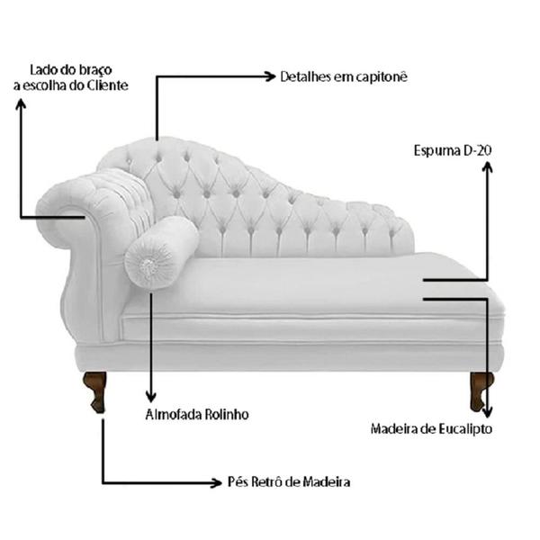 Imagem de Recamier Decorativo Larissa 160 cm Esquerdo De Quem Senta Suede Branco - MB DECOR