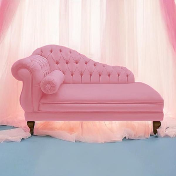 Imagem de Recamier Decorativo Larissa 160 cm Esquerdo De Quem Senta Suede Rosa Barbie - DL DECOR