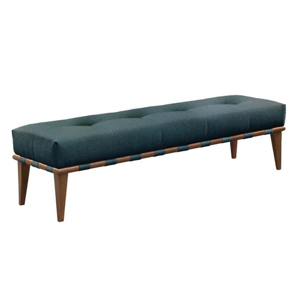 Imagem de Recamier Decorativo Madeira Maciça Luxo Suede Azul Petróleo