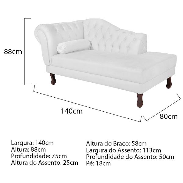 Imagem de Recamier Diana 140cm Lado Direito Suede Branco - ADJ Decor