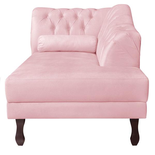 Imagem de Recamier Diana 140cm Lado Direito Suede Rosa Bebê - ADJ Decor