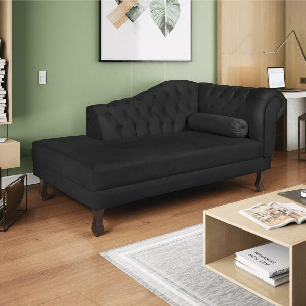 Imagem de Recamier Diana 140cm Lado Esquerdo Suede Preto - ADJ Decor